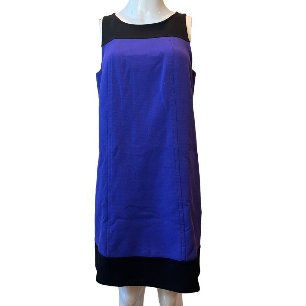 Ann Taylor Loft Retro Vintage Shift Dress Sleeveless Purple Black Size 8